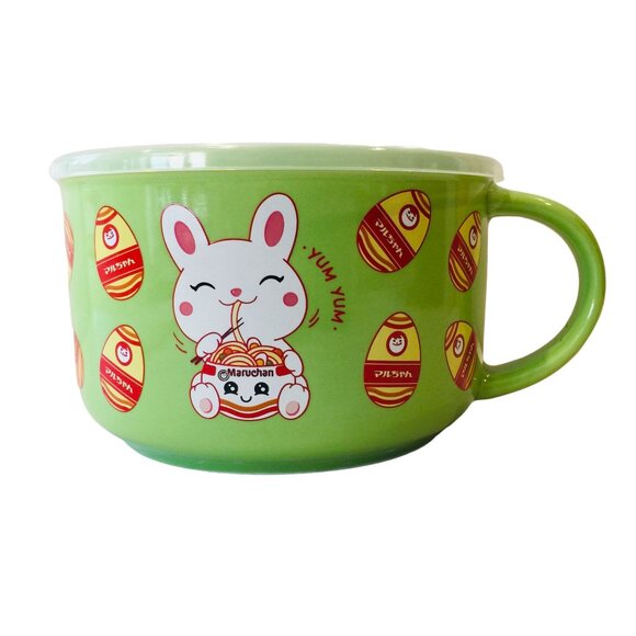MARUCHAN Happy Bunny Vented Covered Ramen Lime Green Dish NWOT - Picture 3 of 6